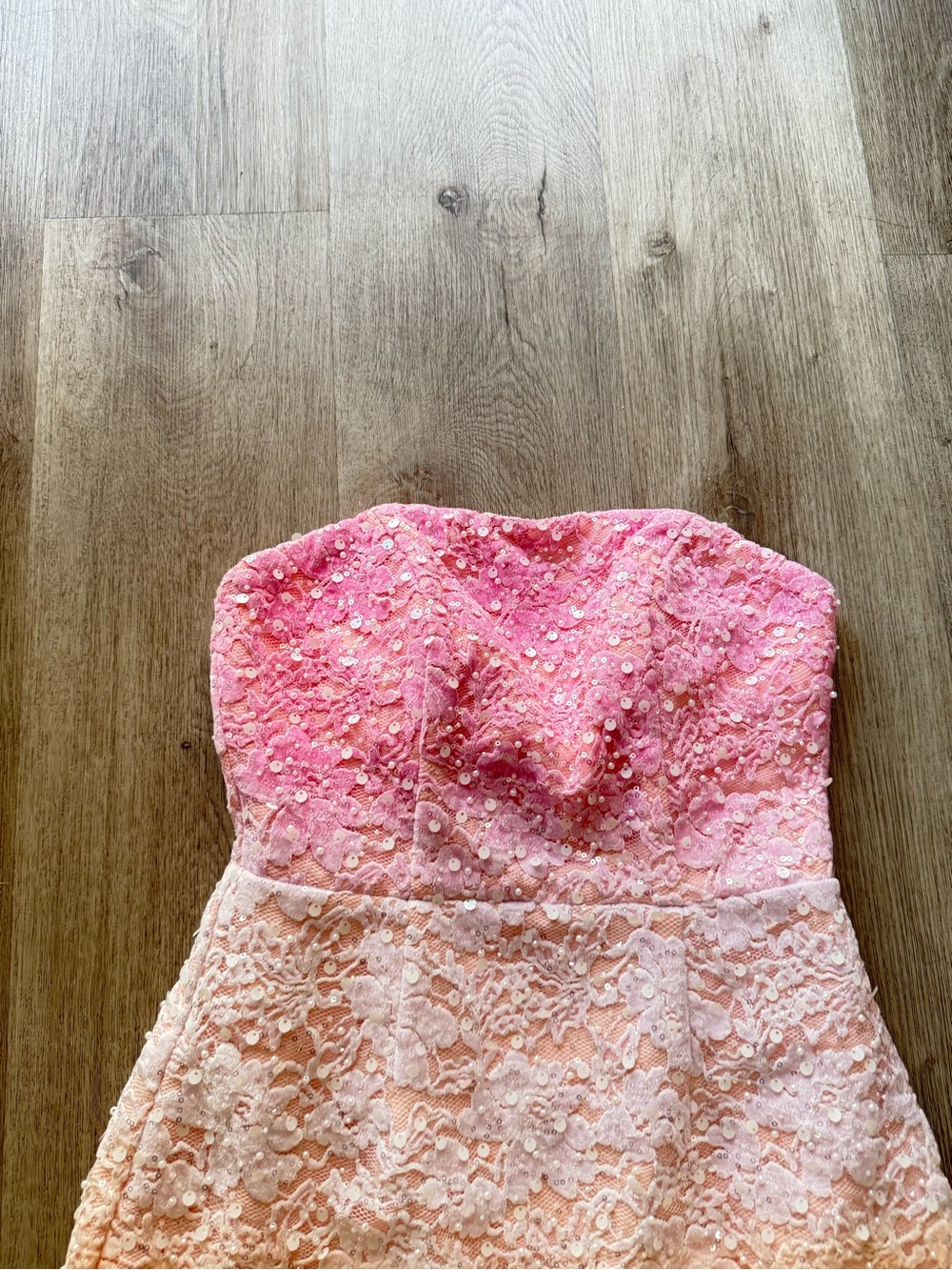 elliatt lumira pink & orange ombre sequin lace strapless mini dress small NEW - Picture 8 of 12